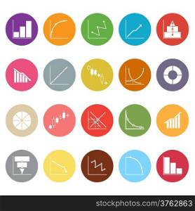 Diagram and graph flat icons on white background, stock vector