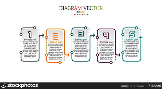 diagram Business and Education By Step 5 Stepsdesign vector illustration