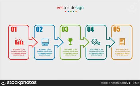 diagram Business and Education By Step 5 Stepsdesign vector illustration