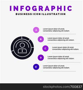Diagram, Features, Human, People, Personal, Profile, User Solid Icon Infographics 5 Steps Presentation Background