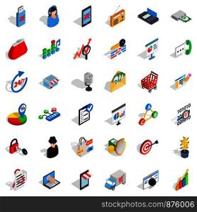 Diagram icons set. Isometric style of 36 diagram vector icons for web isolated on white background. Diagram icons set, isometric style