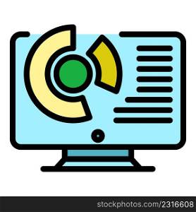 Diagram on monitor icon. Outline diagram on monitor vector icon color flat isolated. Diagram on monitor icon color outline vector
