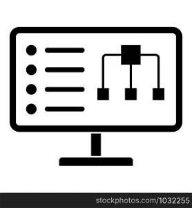 Diagram on monitor icon. Simple illustration of diagram on monitor vector icon for web design isolated on white background. Diagram on monitor icon, simple style