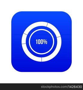 Diagram pie chart icon digital blue for any design isolated on white vector illustration. Diagram pie chart icon digital blue