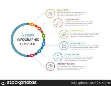 Diagram template with six steps or options, workflow, process chart, infographic template for web, business, presentations, vector eps10 illustration. Infographic Template with Six Elements
