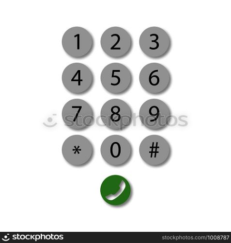 dial pad on phone with shadow, vector illustration. dial pad on phone with shadow, vector