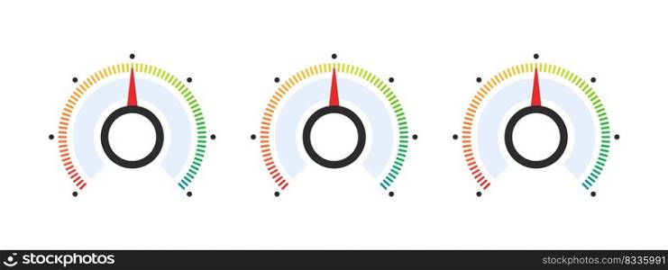 Dial scale. Satisfaction indicator. Performance measurement client satisfaction. Vector illustration