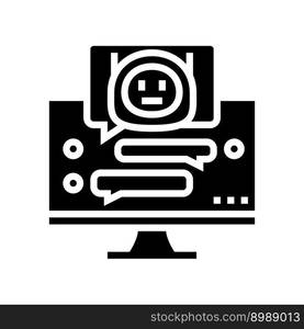 dialog chat bot glyph icon vector. dialog chat bot sign. isolated symbol illustration. dialog chat bot glyph icon vector illustration