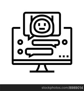 dialog chat bot line icon vector. dialog chat bot sign. isolated contour symbol black illustration. dialog chat bot line icon vector illustration