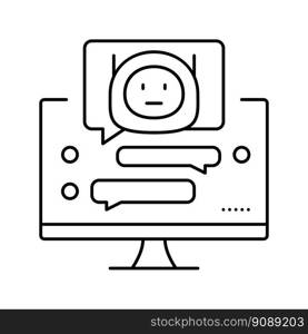 dialog chat bot line icon vector. dialog chat bot sign. isolated contour symbol black illustration. dialog chat bot line icon vector illustration