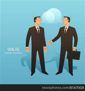 Dialogue business conceptual illustration with talking businessmen. Image for web sites, articles, magazines.