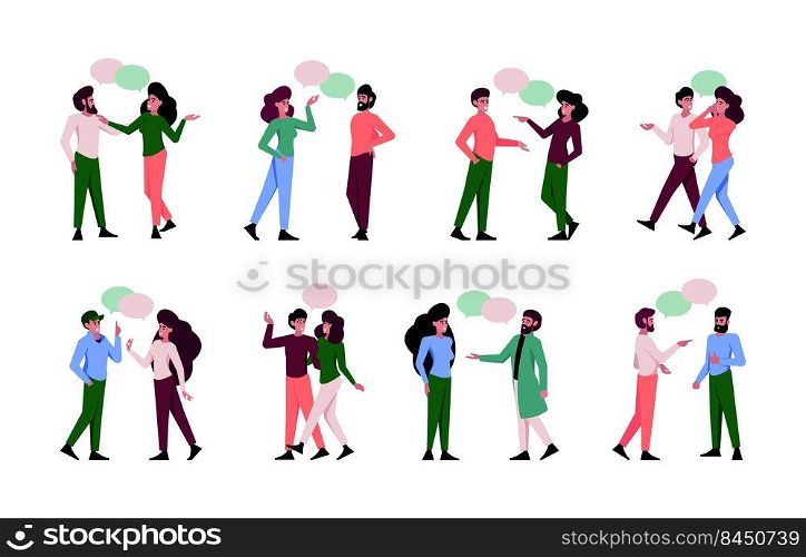 Dialogue people. Characters talking crowd persons conversation friends chatting interesting discussion garish vector illustrations in flat style. Group persons dialogue. Dialogue people. Characters talking crowd persons conversation friends chatting interesting discussion garish vector illustrations in flat style