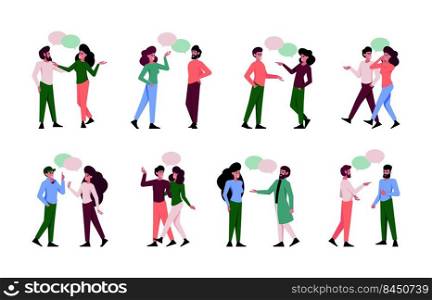 Dialogue people. Characters talking crowd persons conversation friends chatting interesting discussion garish vector illustrations in flat style. Group persons dialogue. Dialogue people. Characters talking crowd persons conversation friends chatting interesting discussion garish vector illustrations in flat style
