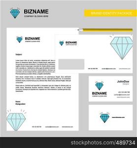 Diamond Business Letterhead, Envelope and visiting Card Design vector template