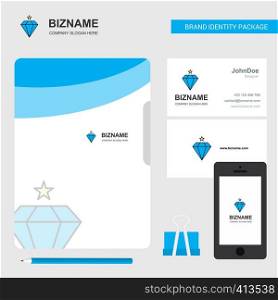Diamond Business Logo, File Cover Visiting Card and Mobile App Design. Vector Illustration