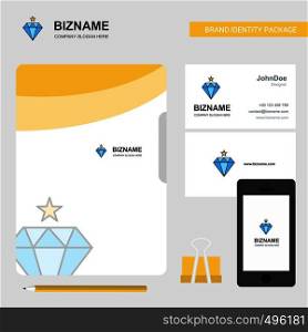 Diamond Business Logo, File Cover Visiting Card and Mobile App Design. Vector Illustration