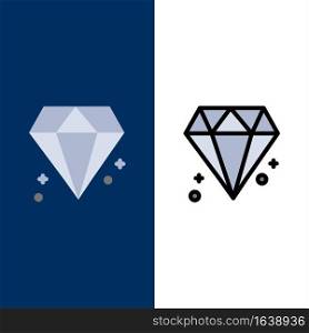 Diamond, Canada, Jewel  Icons. Flat and Line Filled Icon Set Vector Blue Background