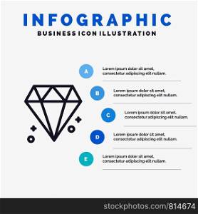 Diamond, Canada, Jewel Line icon with 5 steps presentation infographics Background