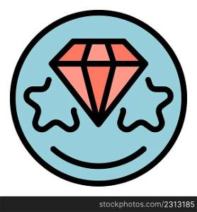 Diamond chat product review icon. Outline diamond chat product review vector icon color flat isolated. Diamond chat product review icon color outline vector