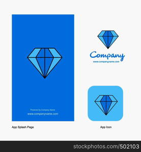 Diamond Company Logo App Icon and Splash Page Design. Creative Business App Design Elements