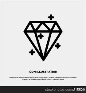 Diamond, Crystal, Success, Prize Line Icon Vector