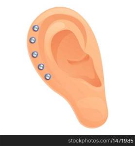 Diamond ear piercing icon. Cartoon of diamond ear piercing vector icon for web design isolated on white background. Diamond ear piercing icon, cartoon style