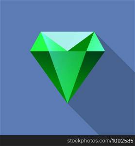 Diamond emerald icon. Flat illustration of diamond emerald vector icon for web design. Diamond emerald icon, flat style