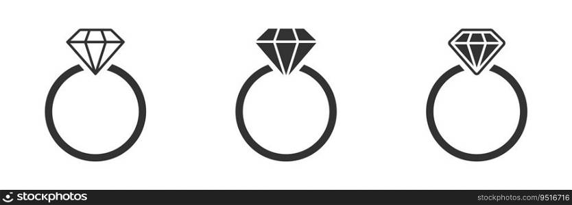 Diamond engagement ring icon. Ring diamond icon. Vector illustration.