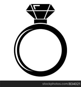 Diamond engagement ring icon . Simple illustration of diamond engagement ring vector icon for web design isolated on white background. Diamond engagement ring icon , simple style