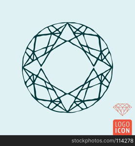 Diamond icon. Brilliant line design symbol. Jewelry company logo. Vector illustration.. Diamond icon isolated