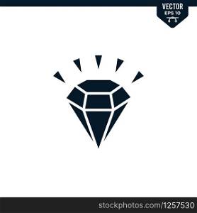Diamond icon collection in glyph style, solid color vector
