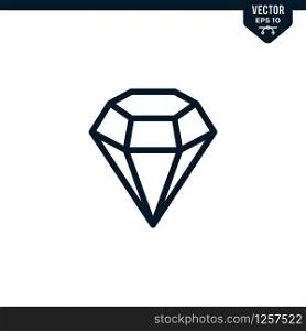Diamond icon collection in outlined or line art style, editable stroke vector