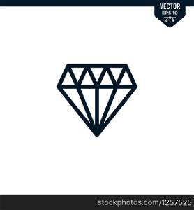 Diamond icon collection in outlined or line art style, editable stroke vector