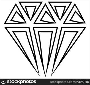 Diamond Icon, Diamond Cut Vector Art Illustration