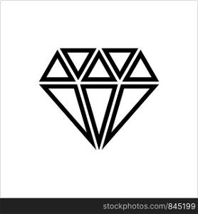 Diamond Icon, Diamond Cut Vector Art Illustration