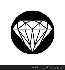 Diamond Icon, Diamond Shape Cut Face Vector Art Illustration
