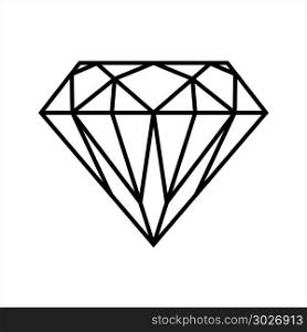 Diamond Icon, Diamond Shape Cut Face Vector Art Illustration. Diamond Icon, Diamond Shape Cut Face