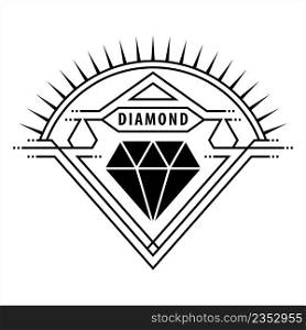 Diamond Icon, Diamond Shape Cut Vector Art Illustration
