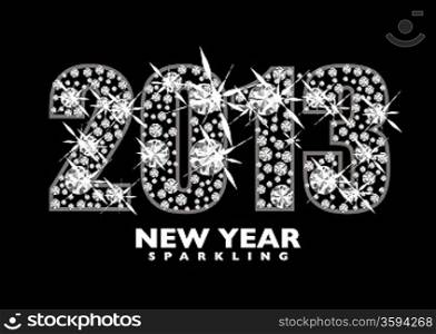 Diamond icon for the New year 2013 with black background