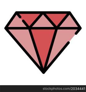 Diamond icon. Outline diamond vector icon color flat isolated. Diamond icon color outline vector