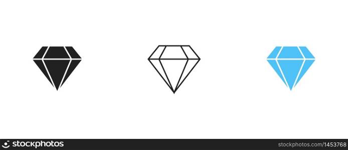 Diamond icon set, vector jewel cystal illustration.