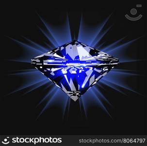 Diamond in front view. Vector illustration. Diamond in front view. Vector illustration on dark blue background