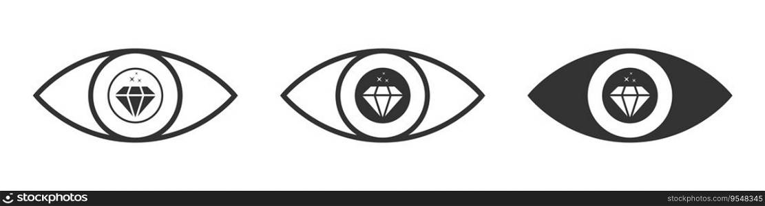 Diamond in the eye icon. Vector illustration.
