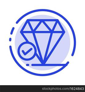 Diamond, Jewel, Big Think, Chalk Blue Dotted Line Line Icon