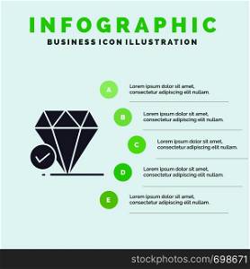 Diamond, Jewel, Big Think, Chalk Solid Icon Infographics 5 Steps Presentation Background