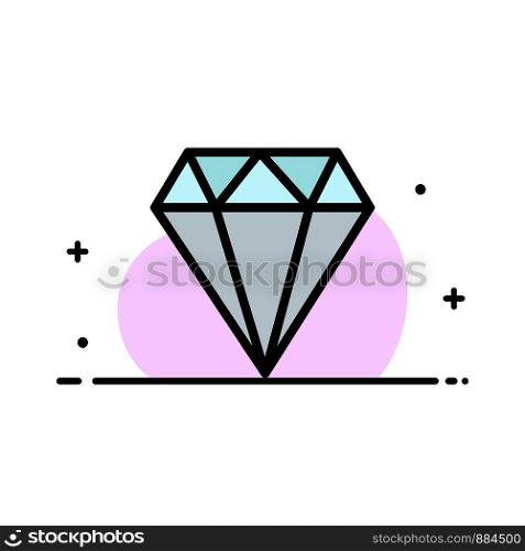 Diamond, Jewel, Jewelry, Gam Business Flat Line Filled Icon Vector Banner Template