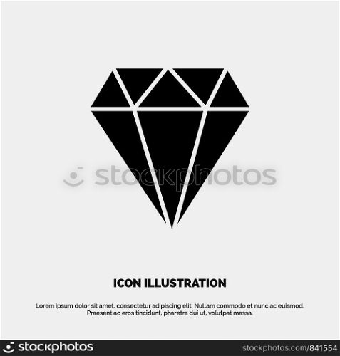 Diamond, Jewel, Jewelry, Gam solid Glyph Icon vector