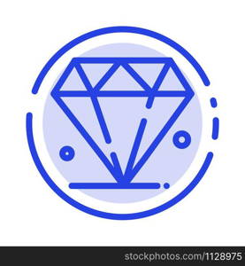 Diamond, Jewel, Madrigal Blue Dotted Line Line Icon