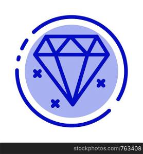 Diamond, Jewelry Blue Dotted Line Line Icon