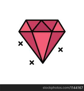 Diamond, Jewelry Flat Color Icon. Vector icon banner Template